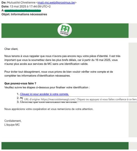 Exemple de phishing