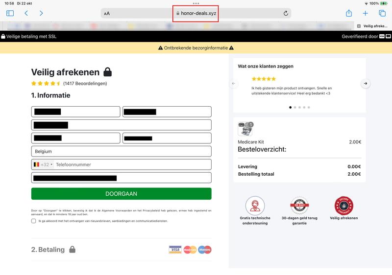 Voorbeeld phishing