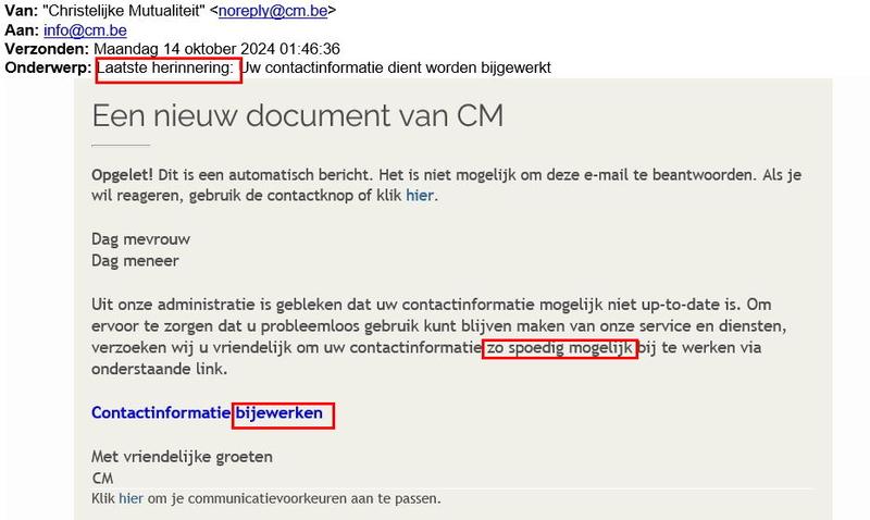 Voorbeeld phishing