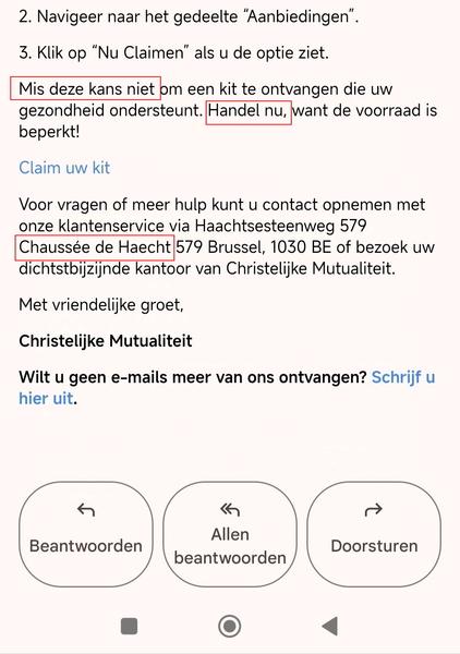 Voorbeeld phishing