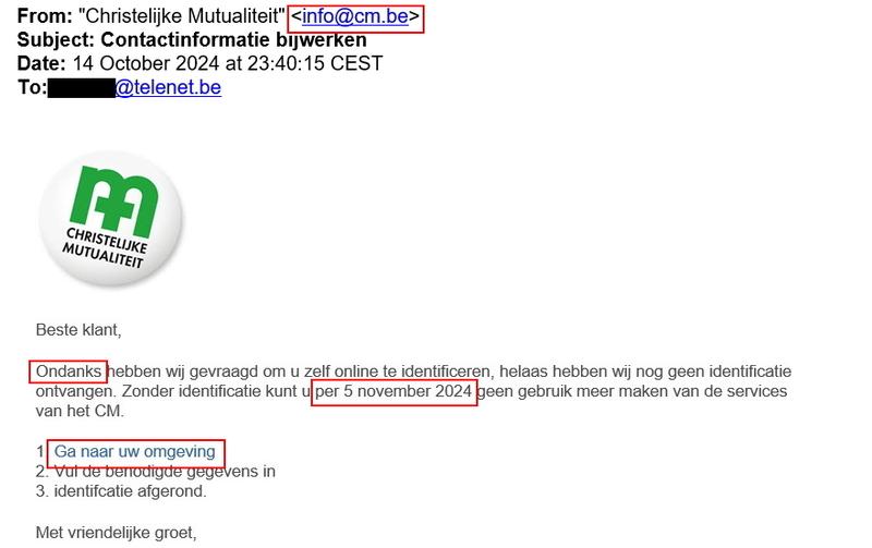 Voorbeeld phishing