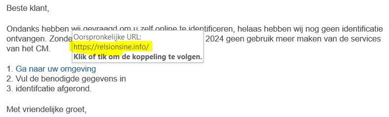 Voorbeeld phishing
