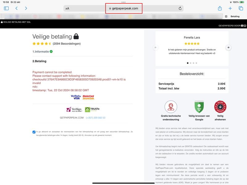 Voorbeeld phishing
